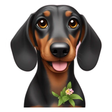 Dachshound with flowers sticker