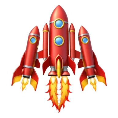wide jetpack with rocket projectiles on both sides, back view, with flames coming out, apple style emoji sticker