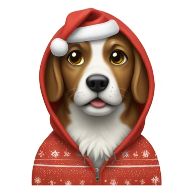 dog wearing christmas hoodie sticker