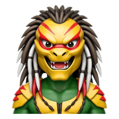 smiling predator from movie predator with rasta sticker
