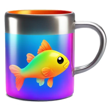Kawaii rainbow neon fish in metal mug  sticker