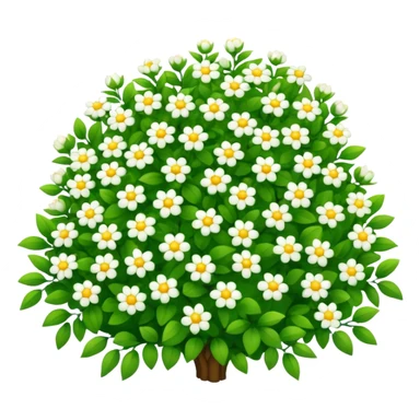 green and yellow bush with small white flower sticker