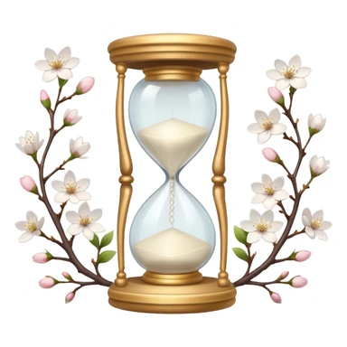 White pastel and white Cherry Blossom hourglass sticker