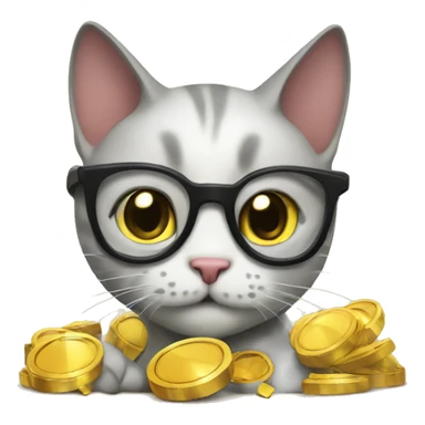 Cat with playing crypto trading  sticker