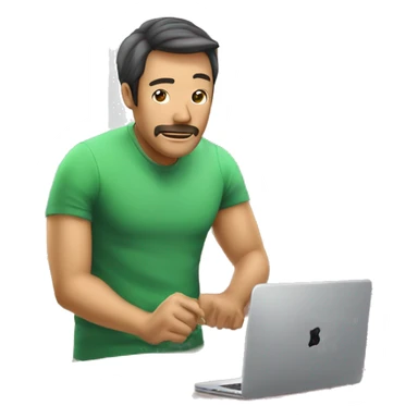 Homem segurando um iphone na mao direita e android na mao esquerda sticker