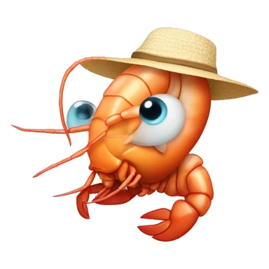 Shrimp with a hat sticker