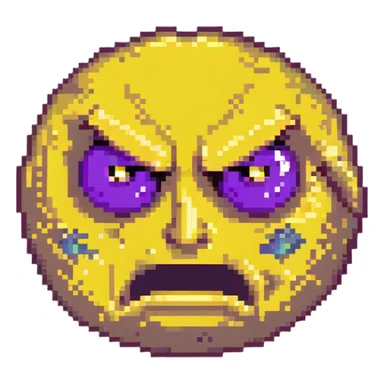 yellow face with one eye half-closed and the other open, angry expression sticker