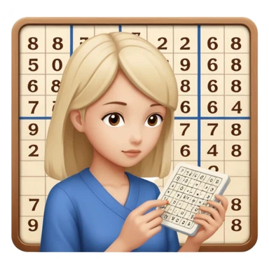 Girl Sudoku Problem-Solving on the new paper, back side view. sticker