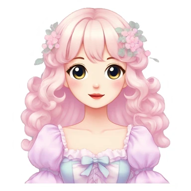 Gorgeous pastel anime style lady with blushing face and a dress cottagecore fairycore  Kawaii anime colorful pearly romantic simplistic aesthetic trending style sticker
