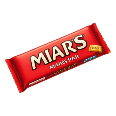 Draw a Mars bar in its classic black wrapper with bold red logo. sticker