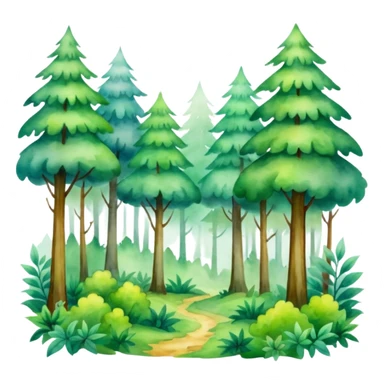 watercolor misty forest sticker