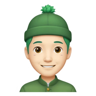 chinese man green haired and hat sticker