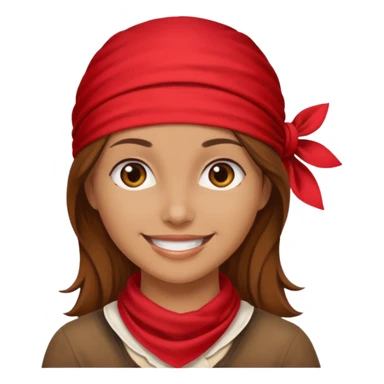brown haired woman with wearing red bandana sticker