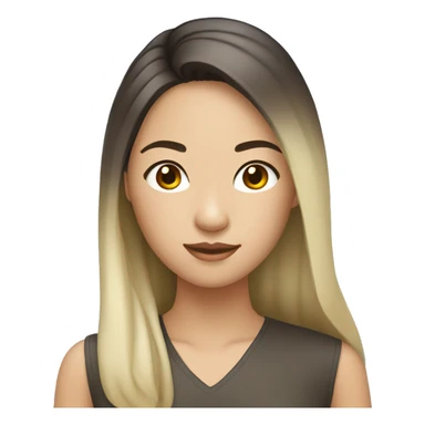 asian girl with dark brown hair and blonde highlights sticker