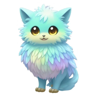 Shiny Innocent Shy Cool Sparkly Colorful Pastel Fluffy beautiful fantasy Kawaii Ethereal Sona Fakemon-animal Full Body sticker