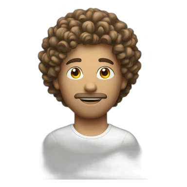 man curly hair white tshirt light bulb sticker