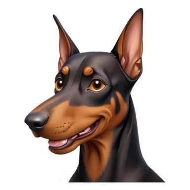 cinematic-comical-doberman-portrait-emoji,-head-tilted-dramatically-with-an-exaggeratedly-amused-expression,-featuring-a-vibrant-black and tan-fur-with-a-lively-sheen,-wide,-expressive-brown-eyes-filled-with-playful-disbelief sticker