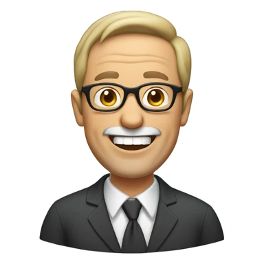 cartoon middle aged man with thin beard wearing round glasses laughing sticker