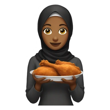 Black hijabi girl holding fried chicken sticker