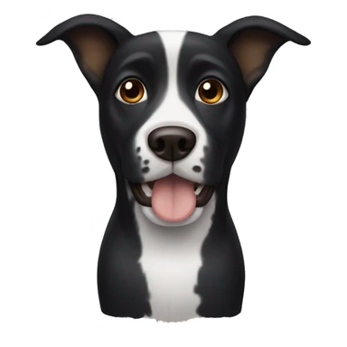 Black dog with white and brown face and white foot sticker
