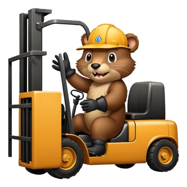 a forklift-driving beaver sticker