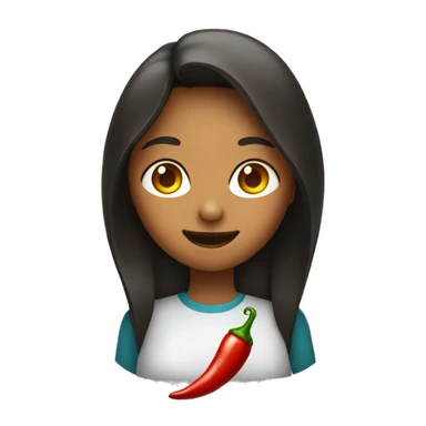 A girl hold chilli sticker