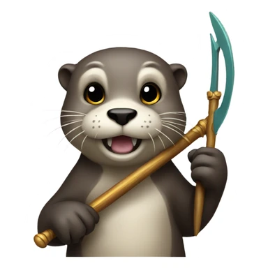 Otter holding trident sticker