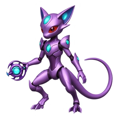 Futuristic armored cyber-Mewtwo-Sableye-Genesect-Deoxys-Espeon-alien-hybrid-fusion sticker