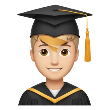 Graduated Students, Male, proudly, short hair, wearing graduation cap sticker