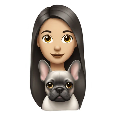 Brunette girl with grey Frenchie sticker