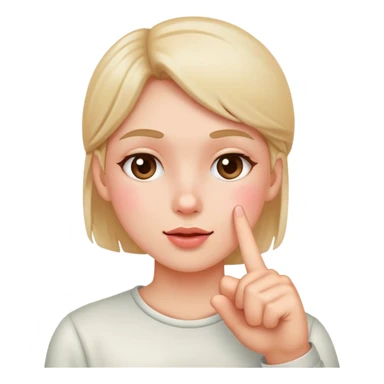 blushing face with finger pointing at cheek sticker