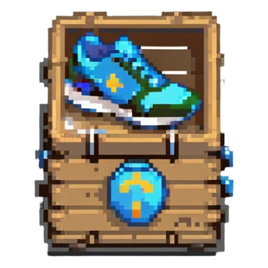 2d power up crate with a running shoe symbol for speed boost sticker