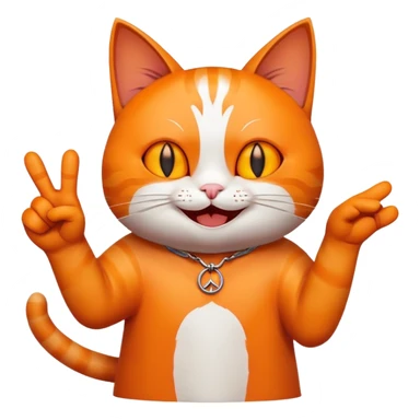 Cat smiling and being evil with the hands doing the e piece sign sticker