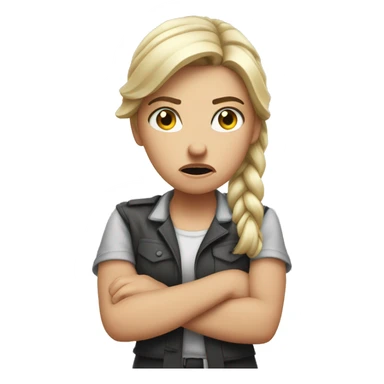 angry white girl showing disapproval with a hand gesture in front of her  sticker