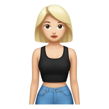 Siyah uzun saçlı siyah ceket  polar ceket ceket gevşek biraz omzundan çıkıyormuş gibi ve bugday ten rengi soltaraftaki omzundan çıkık sadece içinde de siyah crop var crop  sticker