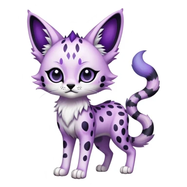 Kawaii Cute Edgy Black Purple White ethereal eldritch Serval-Fionbri-Vernid full body sticker
