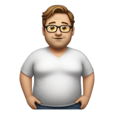 Very fat man with brown hair and glasses without beard  sticker