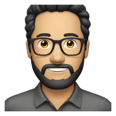 Business handsome man with black hair, black beard and glasses sticker