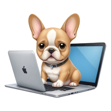 Fawn French bulldog Behind laptop sticker