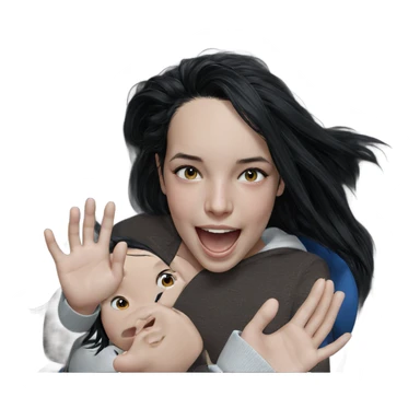 realistic girl with black hair sticker