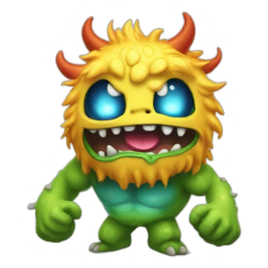 A little video game monster partying to celebrate a victory. sticker