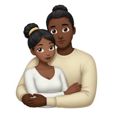 Black man cuddle with white Woman black Hair bun  sticker
