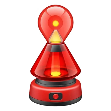 red rotating warning light, glowing, no text sticker