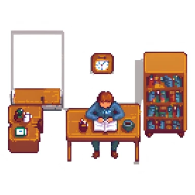 a man studying English vocabulary sticker