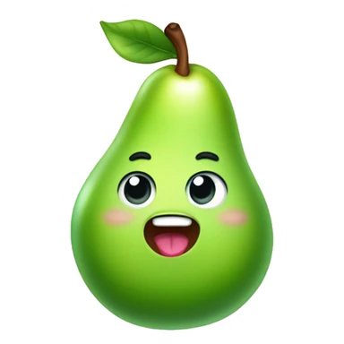 Shiny Green Cute pear with tongue sticker