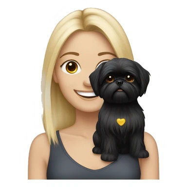 Happy, Long haired Blonde woman and black shih tzu dog  sticker