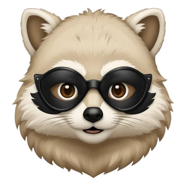 white racoon holding a human mustache sticker