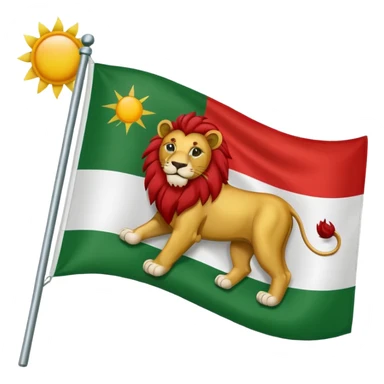 A flag with Lion & sun & green , withe & red color in the background of flag sticker