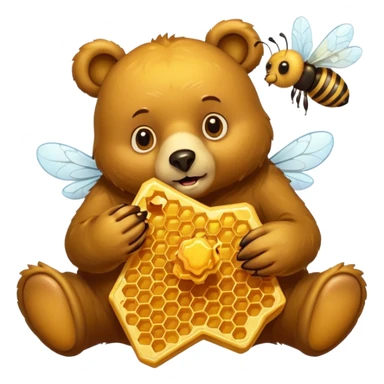 bear eating honeycomb with bees flying around sticker