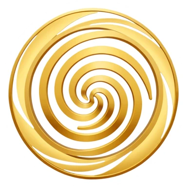 A smooth circular swirl of gold energy lines wrapping around the AYNI Gold logo at the center. Flat vector look, clean edges, and the phrase “AYNI Gold” subtly embedded in the swirl pattern. sticker